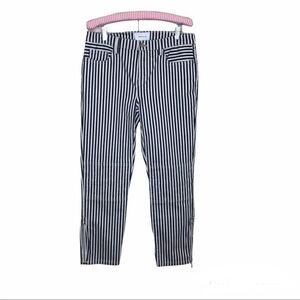 Current Elliott Size 29 Pant The Cropped Lexton Blue White Stripe Zipper Ankles